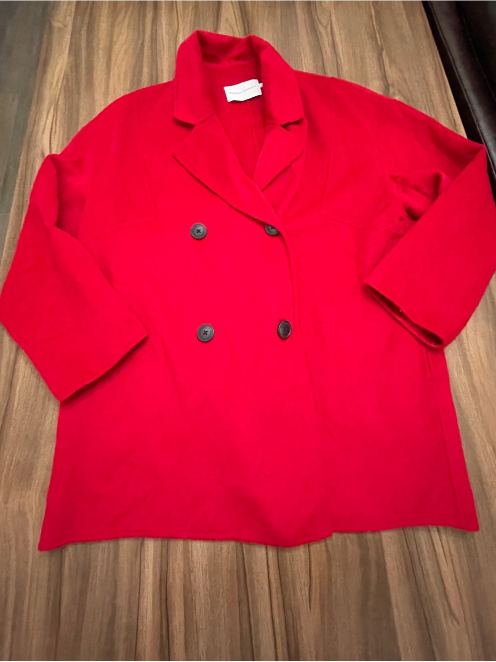 Rebecca Minkoff double-breasted Oversized Wool Blend lapel notched PeaCoat L